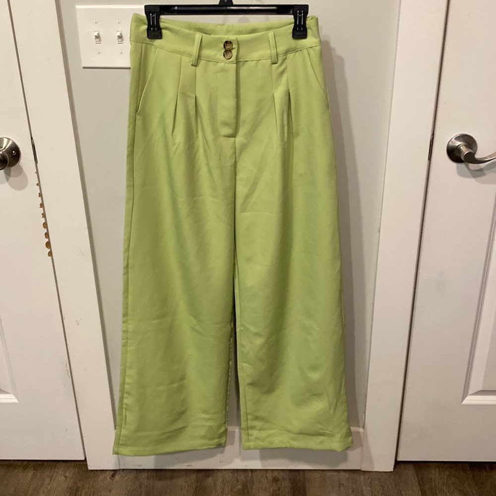 Lime green wide leg pants